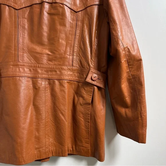 Vintage Wilsons Leather Cognac 1970's Jacket - Picture 6 of 11